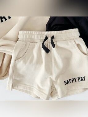 Little Bipsy Cream Ribbed Waistband Shorts
